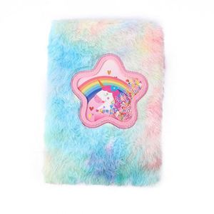 Customize Promotion A5 Rainbow Fluffy Plush Kids <b>Cute</b> Cartoon Journal Diary <b>Notebook</b> - Product Image 1