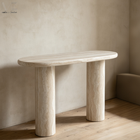 Table console moderne de luxe en travertin, design peint, décoration simple de haute qualité Wabi Sabi pour le salon