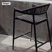 Prix d'usine à l'extérieur de la corde tissée imperméable à l'extérieur de la chaise de bar de jardin cadre en aluminium empilable
