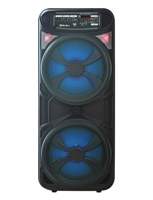 Dual 8" Woofer Box Portable RGB LED Computer Speakers for 5.2 Rechargeable Battery Built-in Mic-Hanging Karaoke Player