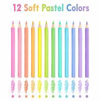 Crayons de couleur pastel Bview 12, crayons à dessin en bois de couleur douce Macaron pour enfants, pour le dessin et la coloration