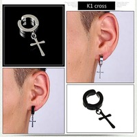 12 paires 6mm 8mm Non Piercing Clip sur Boucles d'oreilles Oreille Stud Set Hommes Hip Hop Zircon Magnétique Hoop En Acier Inoxydable Croix Boucles D'oreilles