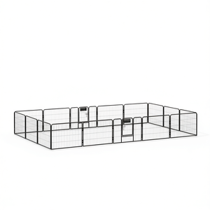 Corral rectangular para perros de acero con recubrimiento de polvo negro, puerta para mascotas de interior con cierre de botón a presión - Product Image 1
