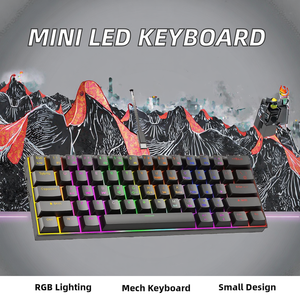 61-Key Mini có dây chơi game cơ khí RGB Backlit màu xanh nhôm thiết bị chuyển mạch Màu Đỏ trục lập trình hỗ trợ cổ tay cho máy tính để bàn Tiếng Anh - Product Image 3
