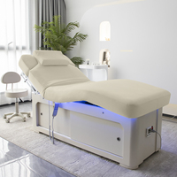 Lit de Massage Électrique de Luxe Thaïlandais 2 Moteurs pour Soin Capillaire, Table de Massage Cosmétique avec Armoire pour Salon de Beauté