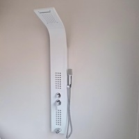 Colonne de douche cascade moderne en acier inoxydable avec robinets thermostatiques en laiton brossé et céramique pour salle de bain