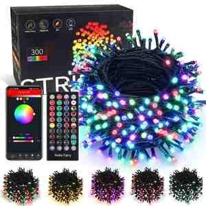 Guirnalda de Luces LED RGB para Interiores, 100 Luces, Clasificación IP55, Luces Decorativas para Árbol de Navidad, Luces de Colores Cambiantes, Enchufe de Pared, Manual - Product Image 3