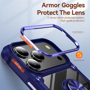 360 anneau rotatif béquille clair Transparent en gros <span class=keywords><strong>Anti</strong></span> jaune dur étui de téléphone portable pour <span class=keywords><strong>iPhone</strong></span> 17 17 Pro Max 17 Air - Product Image 4