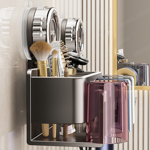 Lteng – support de rangement mural pour salle de bain, 50x30cm, porte-brosse à dents à ventouse avec support pour sèche-cheveux pour lavabo - Product Image 3