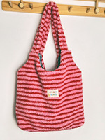 Sac à bandoulière rayé décontracté simple d'hiver de style coréen Chic Sac fourre-tout pour femme en laine d'agneau moelleuse Sac à main sous le bras