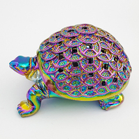Figurines d'animaux de luxe en gros, ornement décoratif à base de cristal de tortue d'argent