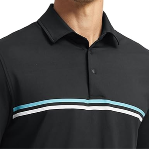 Chemise de golf pour homme à séchage rapide, manches courtes, en coton tricoté, avec rayures sur la poitrine, col boutonné, imprimé numérique, vêtements de sport décontractés - Product Image 3