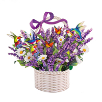 Ornement de bureau en papier écologique 3D floral de luxe fait main, impression sérigraphique, recyclable, cartes de Noël et d'anniversaire personnalisées