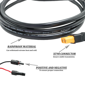 Premium 3M XT90 Cable adaptador de panel solar 12AWG Extensión de carga con conector impermeable Conductor de cobre y aislamiento de PVC - Product Image 3