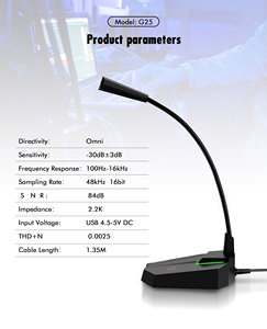 ไมโครโฟน USB สำหรับเล่นเกมพร้อมไฟสี RGB