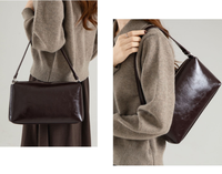 Sac à bandoulière décontracté en cuir ciré avec logo personnalisé, style coréen, fermeture éclair, mini sac à main souple, idéal pour le quotidien, directement de l'usine