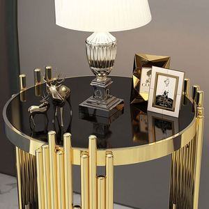 Sofá Moderno y Sencillo para Sala de Estar, Mesa de Centro Pequeña de Metal con Bordes Redondos, Estilo Americano Creativo - Product Image 2