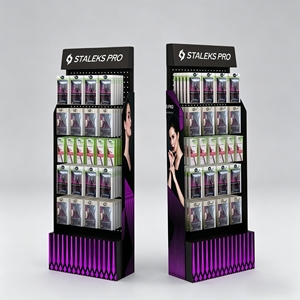 Wall-Style Metal Pegboard Floor <b>Display</b> Racks Customized <b>Hooks</b> System for Hanging Makeup Brushes & Displaying Cosmetics - Product Image 1