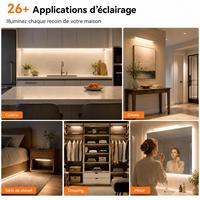 Lumière sans fil ultra-mince sous l'armoire, lumière LED rechargeable à détecteur de mouvement magnétique pour cuisine, armoire, rangement, éclairage