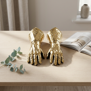 Gants de chevalier en métal argenté, imitation antique, sculpture de main, décoration intérieure, design personnalisé, croix, ange, mode - Product Image 1
