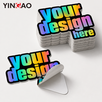 Autocollant découpé sur mesure, lettrage holographique arc-en-ciel, logo textuel, autocollant en vinyle imperméable pour bouteille d'eau, autocollants pour skateboard, logo