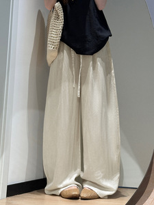 Nay1il all'ingrosso della fabbrica di estate <span class=keywords><strong>donna</strong></span> <span class=keywords><strong>pantaloni</strong></span> larghi di <span class=keywords><strong>lino</strong></span> a vita alta <span class=keywords><strong>pantaloni</strong></span> Casual larghi - Product Image 3