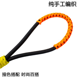 Olive Green Braided Nylon <b>Dog</b> Leash with Neon Yellow Loop Handle Purple Accent Gold Snap Hook - Product Image 4