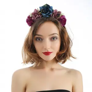 Halloween Simulation Coloré Fleur Bandeau Fée Papillon Mexicain Couronne Couronne Cosplay Fête Costume Jour Mort