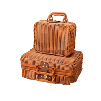 Offre Spéciale écologique PP plastique rotin boîtes de rangement tissé à la main Rectangle Vintage Style cuisine Camping en plein air