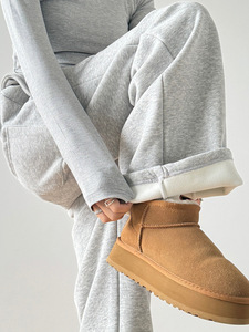 <span class=keywords><strong>Pantaloni</strong></span> da <span class=keywords><strong>Donna</strong></span> CNSHELL a Vita Alta con Interno in Pile, Larghi e Dritti, Senza Cordoncino, Oversize, Grigio - Product Image 4
