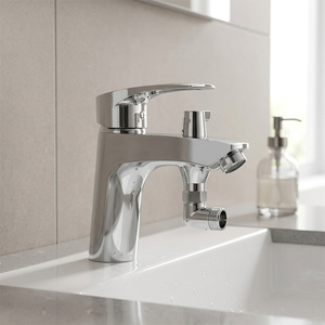 Rubinetto da Bagno Monocomando <span class=keywords><strong>con</strong></span> <span class=keywords><strong>Doccetta</strong></span>, Alimentazione Acqua Calda e Fredda per <span class=keywords><strong>Lavabo</strong></span> e Doccia - Product Image 2