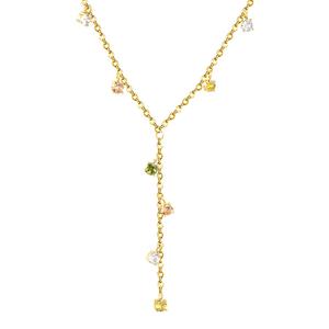 Collar de Acero Inoxidable con Baño de Oro de 18K, Diseño en Forma de Y, con Circonitas Multicolores, Colgante con Borla y Cadena para Mujer - Product Image 1