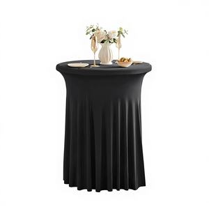 Factory Direct Supply Modern Elastic Polyester Round Table Cover for Cocktail Skirt Banquet High Bar Cross-Border - Product Image 4