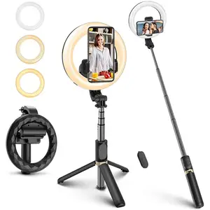 Hot Koop Q07 6 Inch Selfie Ring Verlichting Met Statief Video Selfie Stok Led Ring Lamp Battery Operated Luz ring Licht