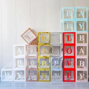 4 Buah/Set Kotak Balon Transparan Cinta Baby Shower Perak Emas Putih Pink untuk Dekorasi Pesta
