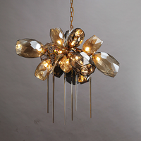 Lustre moderne créatif en acier inoxydable et verre pour salon, restaurant, décoration de duplex, luxe, cristal K9