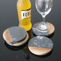 Sous-verre rond en marbre noir personnalisé, testé LFGB, D10CM, 10mm d'épaisseur, écologique, moderne pour la cuisine