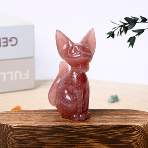 Vente en gros de sculptures d'animaux en cristal naturel, sculpture de chat en cristal sculptée à la main pour la décoration - Product Image 4