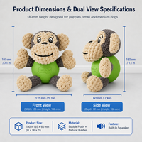 Jouet interactif en peluche de singe de dessin animé en latex, jouet à mâcher doux et couineur pour chiens de petite et moyenne taille
