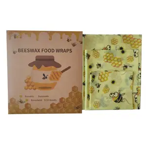 畅销可重复使用的有机棉蜂蜡食品包装环保OEM标志蜂蜡包装三明治汉堡包装