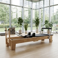 Équipement de Pilates Commercial MJD M101A Reformer en Bois de Chêne Durable, Portable et Réglable avec ressorts coréens pour Studio de Pilates