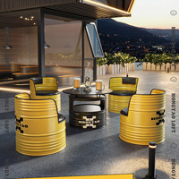 Combinaison de chaises de table basse de style industriel moderne en métal avec baril d'huile pour restaurants, magasins et meubles de restaurant