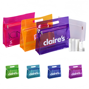 Pochette de maquillage imperméable avec fermeture éclair personnalisée, sac de toilette professionnel, sac de voyage personnalisé pour femmes, sac cosmétique transparent en PVC - Product Image 1