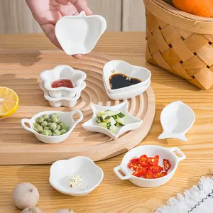 Japanese Style Irregular Fish Shape Seasoning Dishes Ceramic White Dipping Soy Sauce Dish