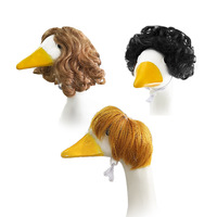 Perruque drôle de canard de porche pour statue de jardin de 23 pouces, accessoires mignons en fibres synthétiques pour la décoration de fêtes, de patios et de jardins