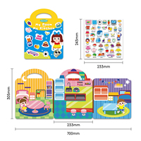 Populaire 4 ensembles de livres autocollants réutilisables pour enfants-animaux véhicules espace marin ma chambre ma cuisine jouets éducatifs livres d'apprentissage