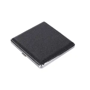 Usine d'origine 20 pièces capacité portable ultra-mince étui à cigarettes en cuir noir personnalité étui à cigarettes allongé - Product Image 1