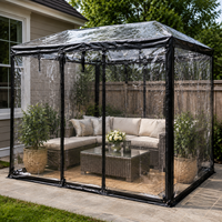 Toile PVC transparente imperméable 3m x 3m pour auvent de jardin, protection contre la pluie pour balcon et abri de jardin