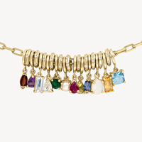 Collier avec pendentifs personnalisés en acier inoxydable plaqué or PVD 18 carats et breloques colorées en pierres de naissance pour la fabrication de bijoux, vente en gros