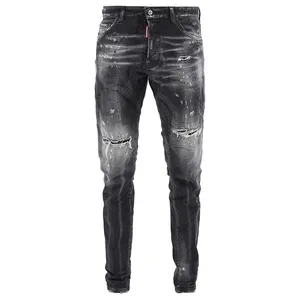 DiZNEW Plaint Boyfriend Jeans Draping Trendy Whisker Jeans Hot Sale Stylish Black Washed Men's Jeans Tapered